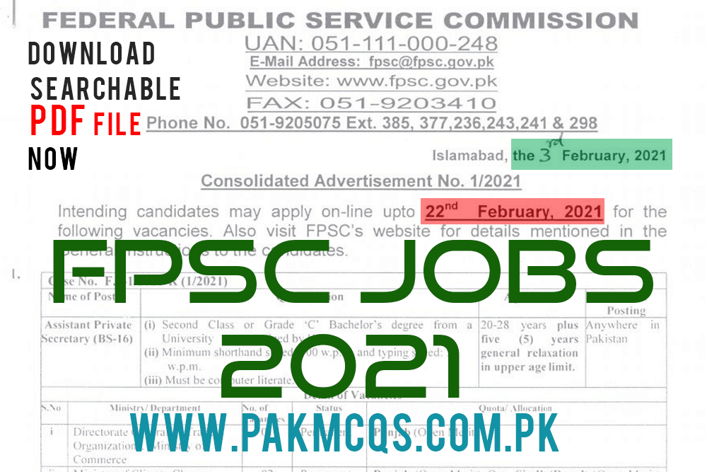 FPSC JOBS 2021