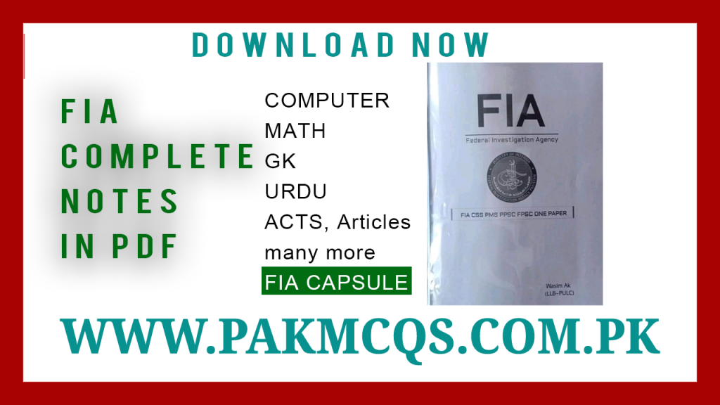 FIA CAPSULE FIA MCQS in PDF pakmcqs
